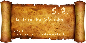 Sterbinszky Nándor névjegykártya